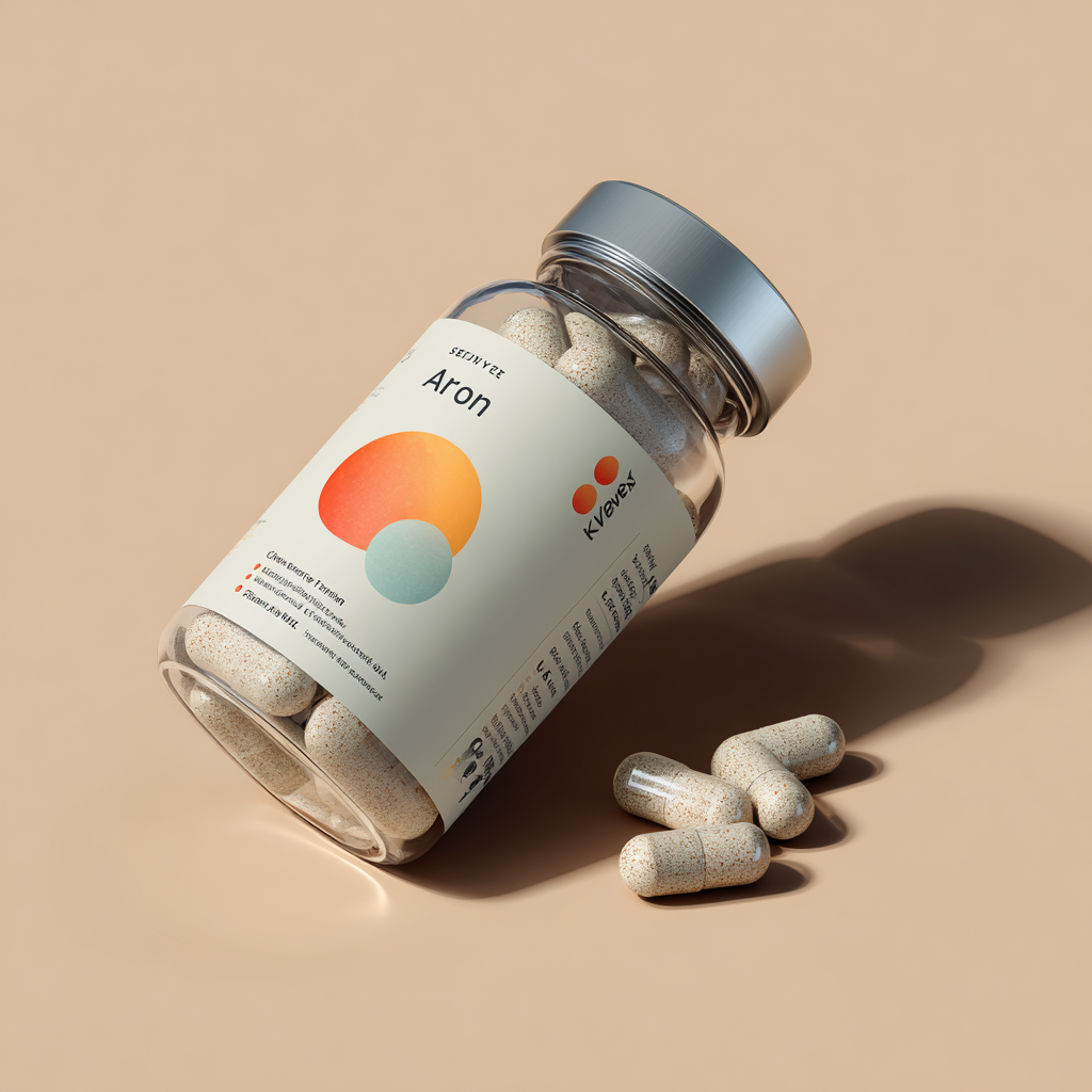 Elegantné balenie Aron kapsúl s prírodným dizajnom, zobrazujúce kvalitné bylinné zloženie pre mužskú vitalitu a wellness